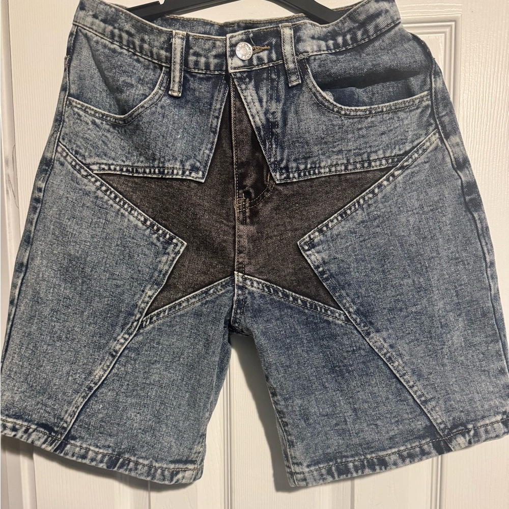 Aelfric Eden Blue and Black Star Jean Shorts